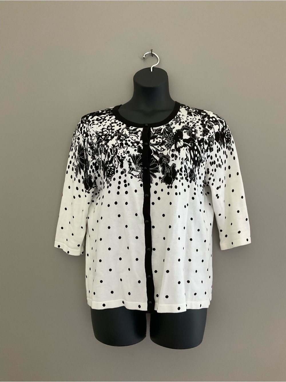 Cj Banks, Black & White, Polkadot & Floral, Sweater